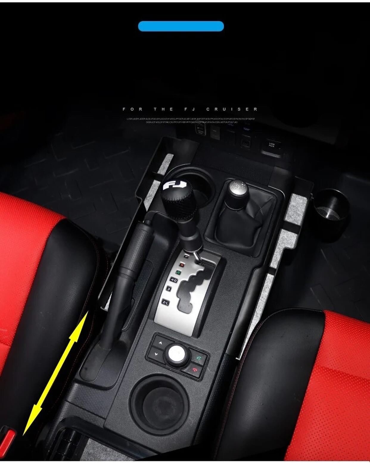 Toyota FJ Cruiser Storage Box 2007-2023 ABS Black Car Gear Shift Tray Organizer Stowing Tidying Auto Interior Accessories LHD Car Center Console Gear Side Storage Box Phone Box Car Interior Accessories Modification