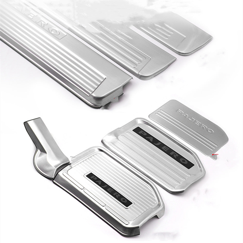 Mitsubishi Pajero door sill strip stainless steel door pedal protection plate 2007 -2023 Welcome Pedal Stainless Steel Shogun Nerf Bars Running Boards Protect Accessories Interior modified accessories