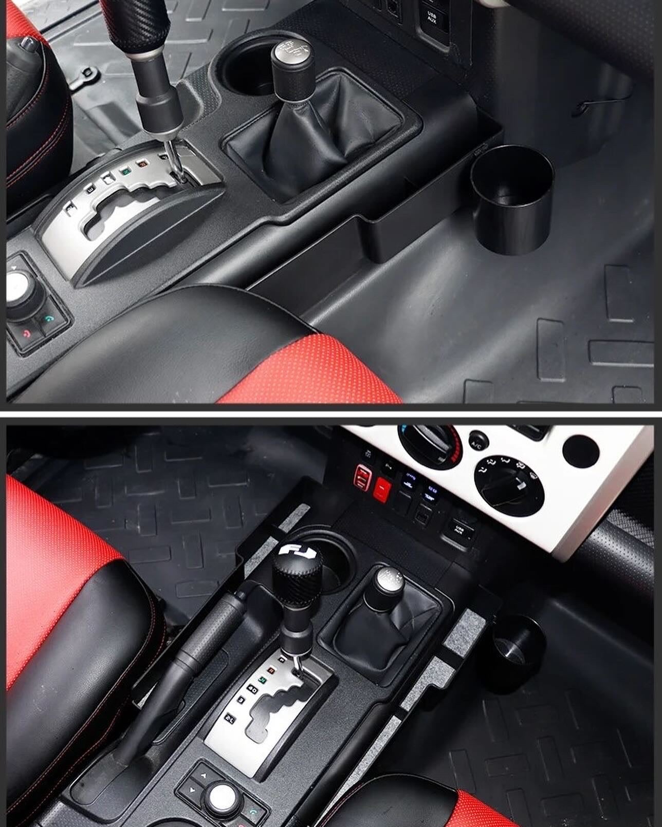 Toyota FJ Cruiser Storage Box 2007-2023 ABS Black Car Gear Shift Tray Organizer Stowing Tidying Auto Interior Accessories LHD Car Center Console Gear Side Storage Box Phone Box Car Interior Accessories Modification