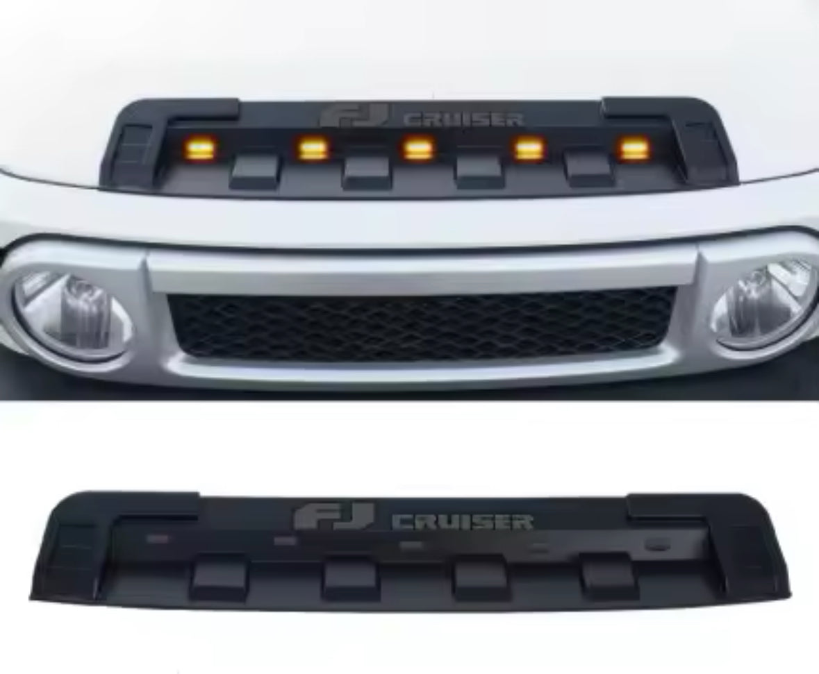 Toyota FJ Cruiser Bonnet Trim with Yellow LED Light (2007-2023) – Front Hood Grille Cover & Decorative Accessories