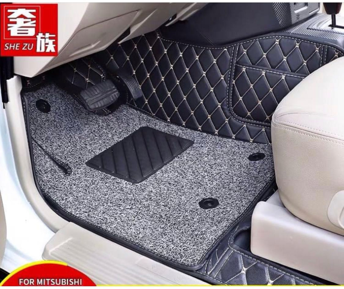 Mitsubishi pajero Floor matt Double layer 5D Custom Car Floor Mats For Pajero 2007 - 2023 Auto Carpets Foot All-Weather Protection & Premium Comfort car Accessories