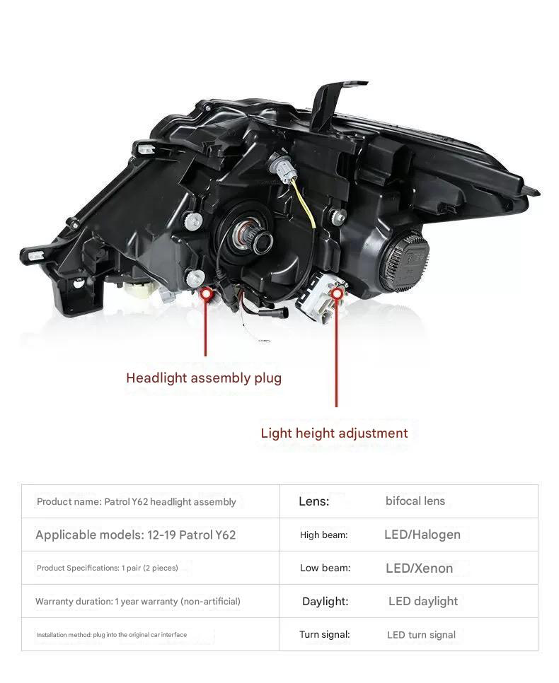 Patrol Y62 led Headlights - front lamp Ultra Bright & Durable High Performance & Stylish SuperVision Xenon Headlights - Clear & Powerful Off-Road LED suitable Nissan patrol Y62 & Armada 2010 -2019