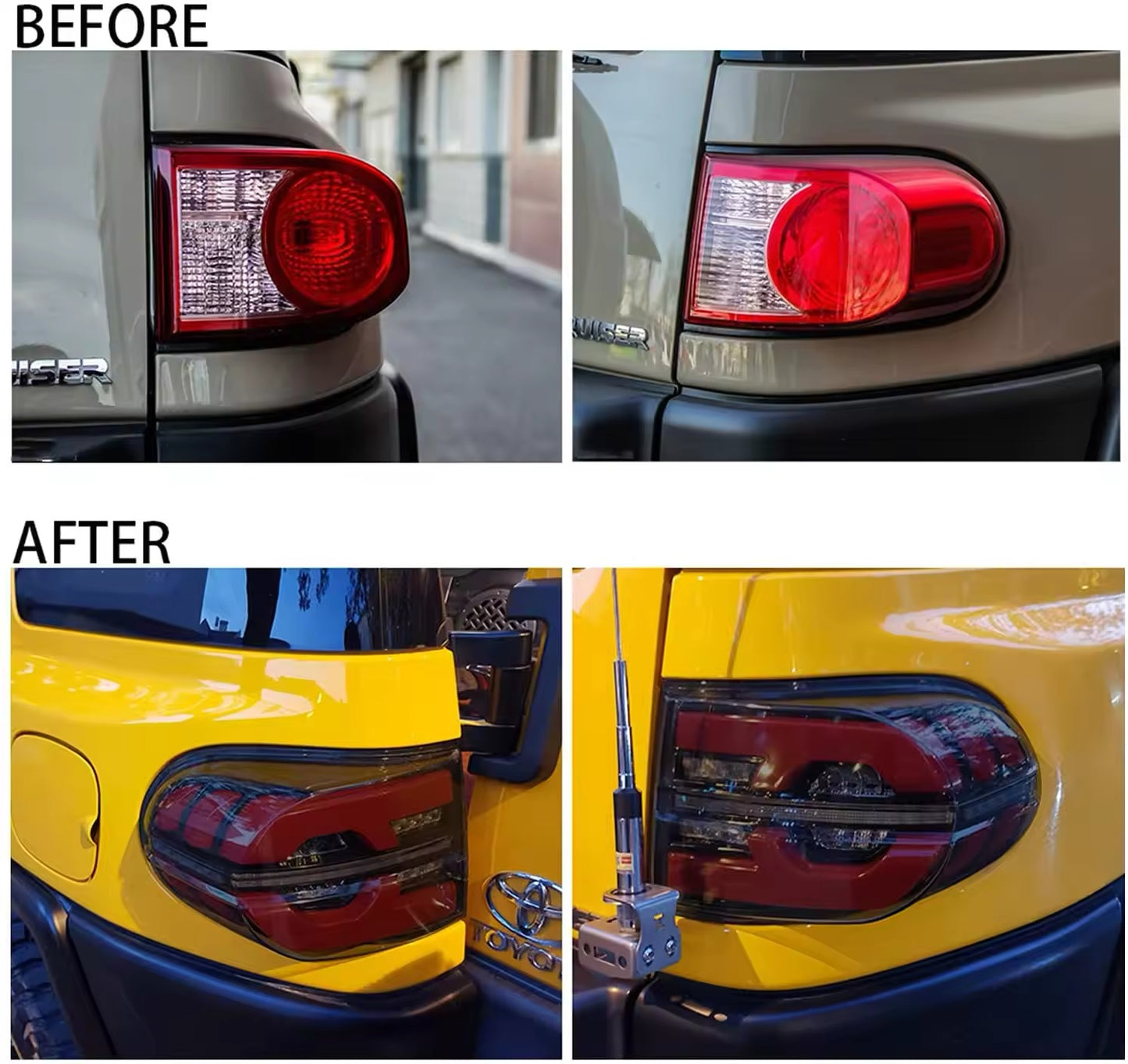 LED Tail Light Assembly for Toyota FJ Cruiser 2007-2023 LED Dynamic Turning Rear Taillight Car LED Tail Lights LED Rear Running Light Brake Lamp Dynamic Turn Signal Assembly LED Tail Light DRL Brake Reverse Stop Lamp Automotive Accessories