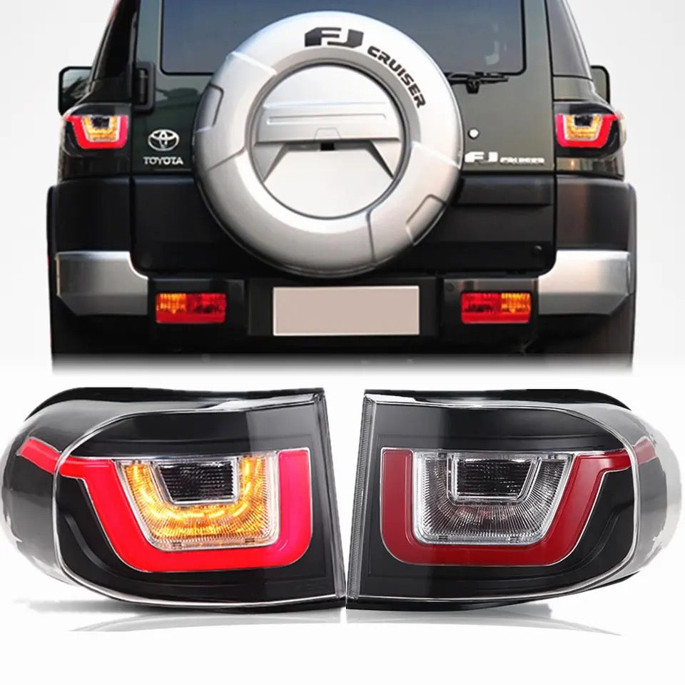LED Tail Light Assembly for Toyota FJ Cruiser 2007-2023 LED Dynamic Turning Rear Taillight Car LED Tail Lights LED Rear Running Light Brake Lamp Dynamic Turn Signal Assembly LED Tail Light DRL Brake Reverse Stop Lamp Automotive Accessories