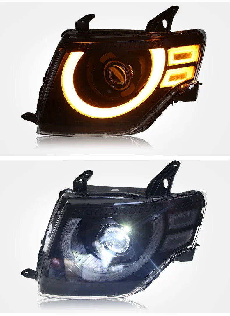 Mitsubishi Pajero V97 V93 Headlight Assembly with LED Daytime Running Lights DRL& dynamic Turn Signal v83 v73 v95 Modified 2007 up 2022 Front LED Lamp lens headlight streamer