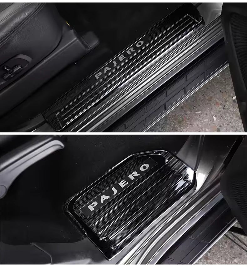 Mitsubishi Pajero door sill strip stainless steel door pedal protection plate 2007 -2023 Welcome Pedal Stainless Steel Shogun Nerf Bars Running Boards Protect Accessories Interior modified accessories