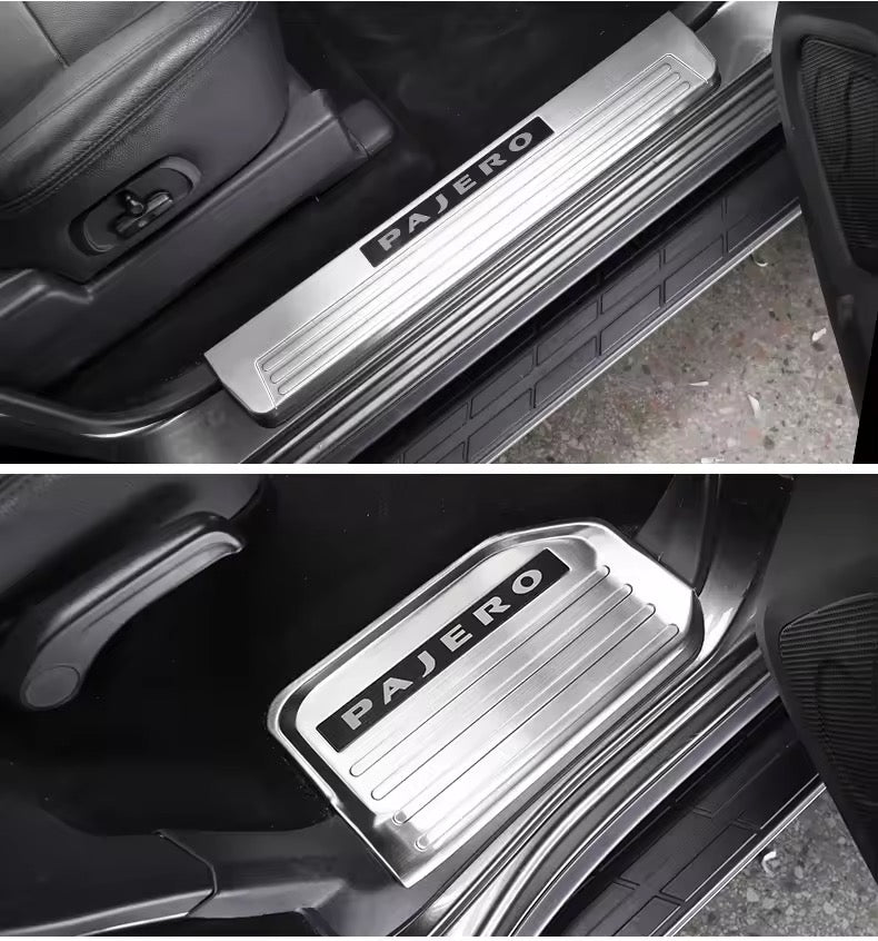Mitsubishi Pajero door sill strip stainless steel door pedal protection plate 2007 -2023 Welcome Pedal Stainless Steel Shogun Nerf Bars Running Boards Protect Accessories Interior modified accessories