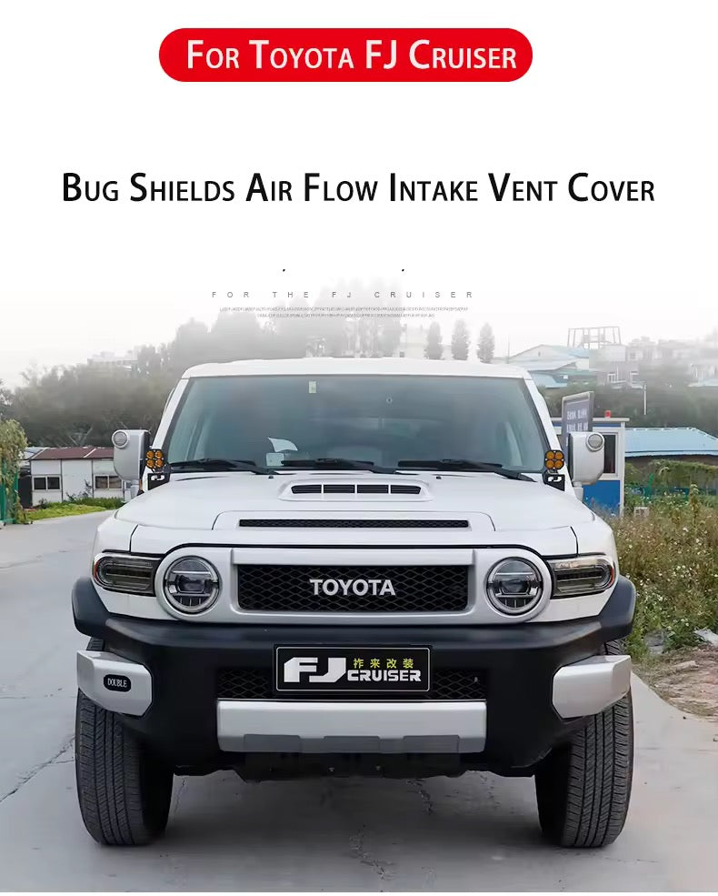 Toyota FJ Cruiser Bug Shield & Hood Deflector Guard Bonnet Protector Bra – Intake Vent Cover – Premium Exterior Car Accessory (Fits All Models 2007–2023)