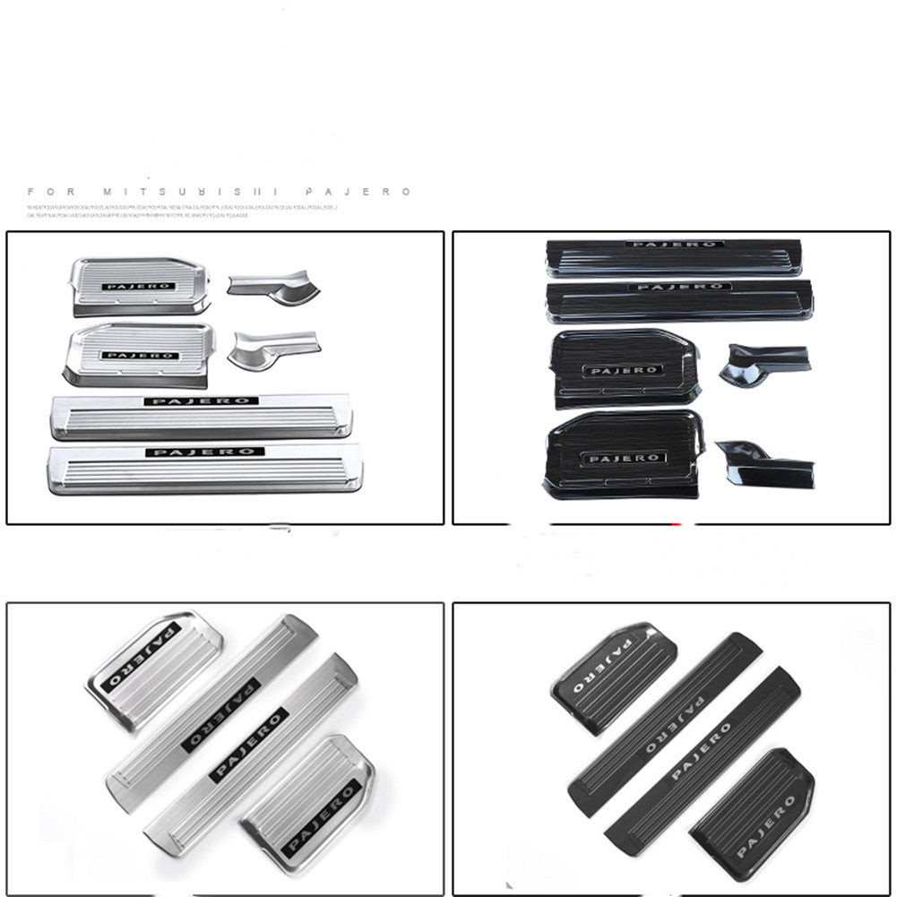 Mitsubishi Pajero door sill strip stainless steel door pedal protection plate 2007 -2023 Welcome Pedal Stainless Steel Shogun Nerf Bars Running Boards Protect Accessories Interior modified accessories