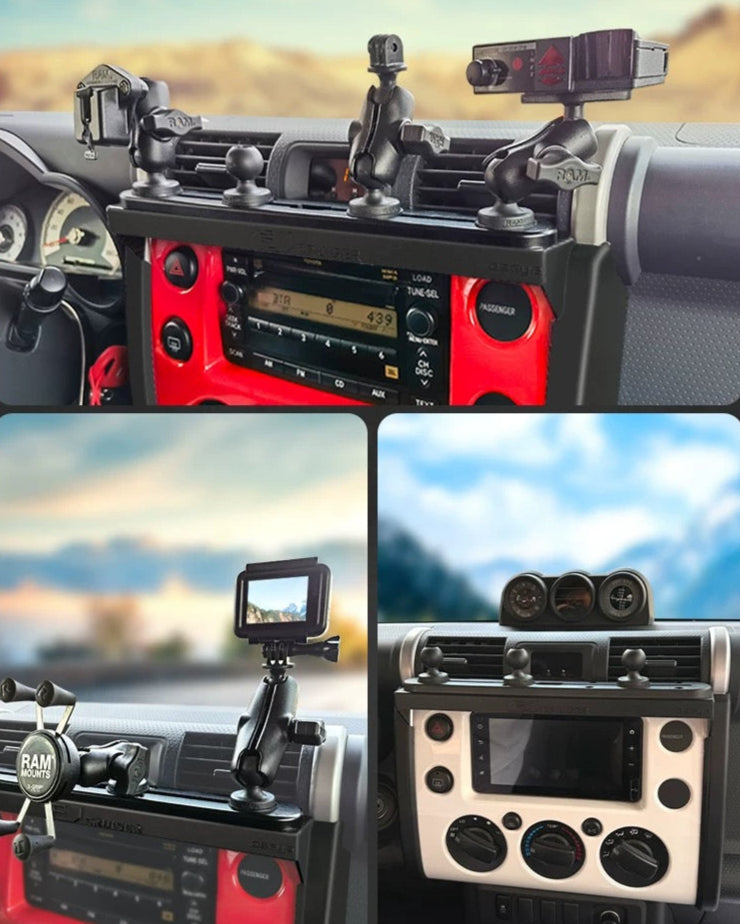 Toyota FJ Cruiser Central Control Track Expansion Bracket Parking Meter Mobile Phone Holder FJ Cruiser (2007–2023) GoPro Camera Stand Dash Accessory Rail Mount
