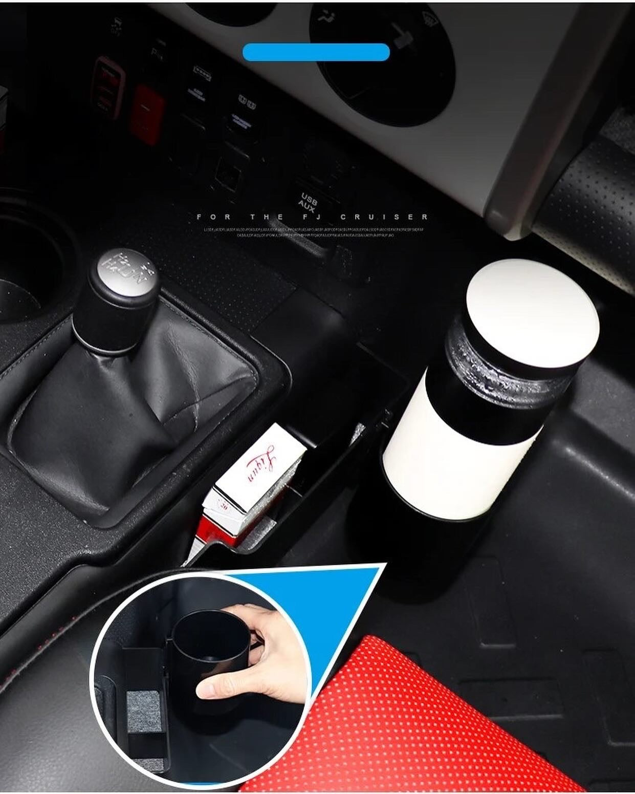 Toyota FJ Cruiser Storage Box 2007-2023 ABS Black Car Gear Shift Tray Organizer Stowing Tidying Auto Interior Accessories LHD Car Center Console Gear Side Storage Box Phone Box Car Interior Accessories Modification