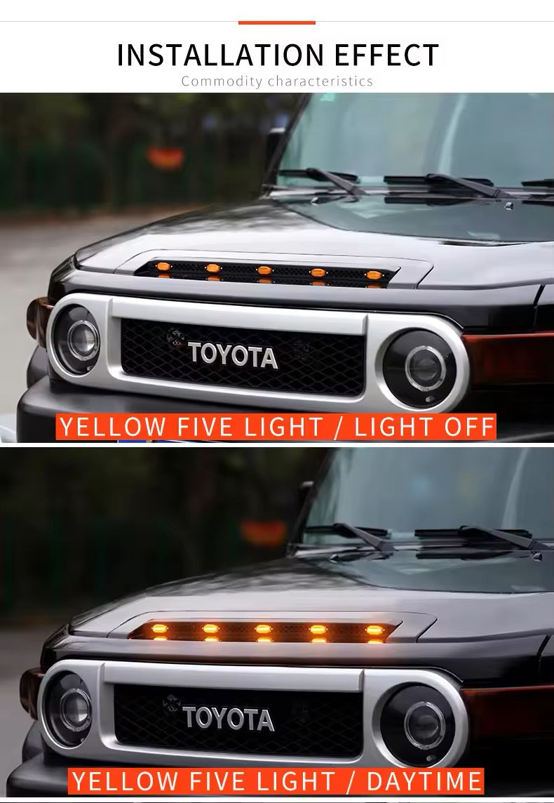 FJ Cruiser LED Front Bonnet Hood Led Yellow Lights 2007-2023 Decorative Front LED Lights & Bonnet Light Bar Car Accessories