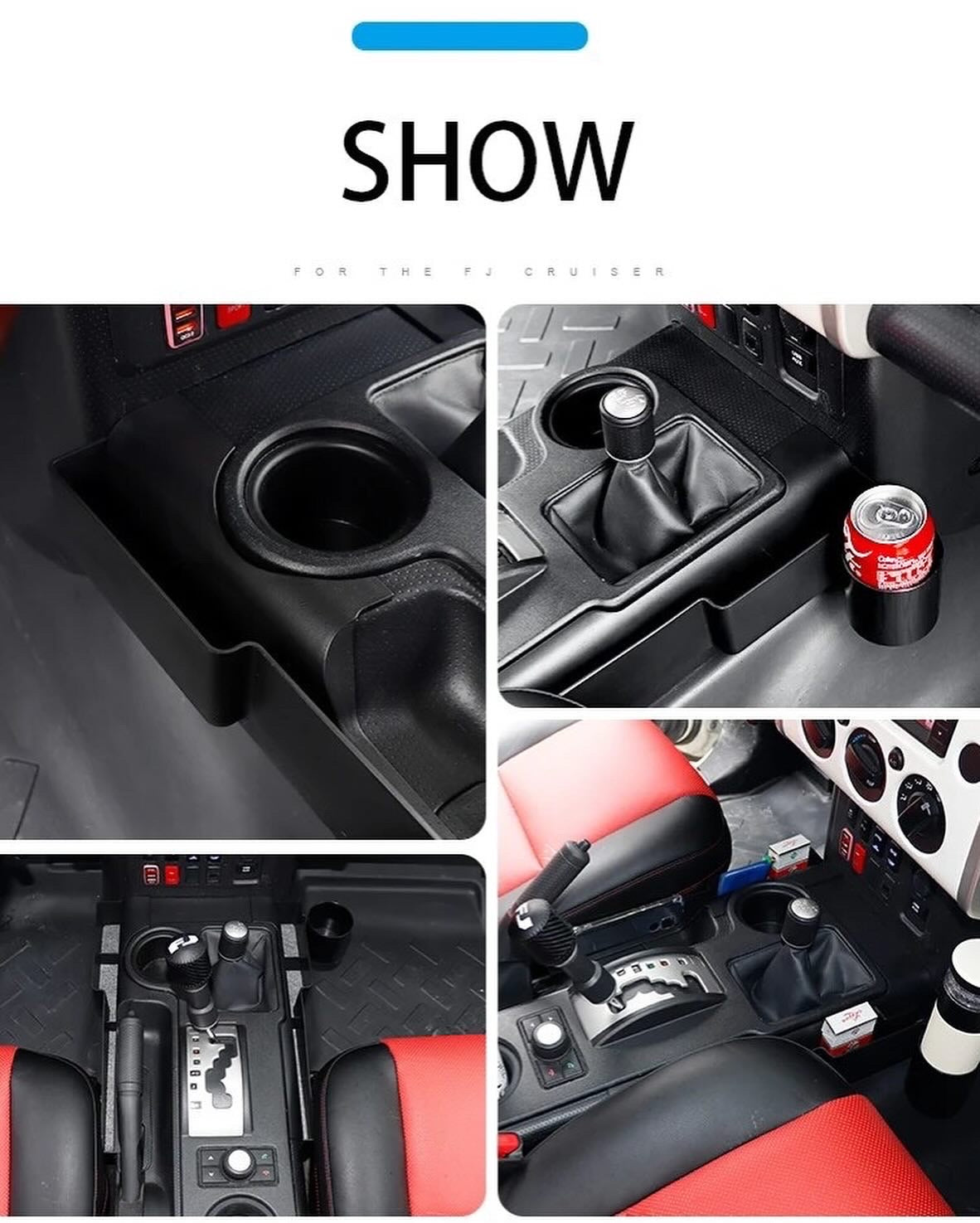 Toyota FJ Cruiser Storage Box 2007-2023 ABS Black Car Gear Shift Tray Organizer Stowing Tidying Auto Interior Accessories LHD Car Center Console Gear Side Storage Box Phone Box Car Interior Accessories Modification