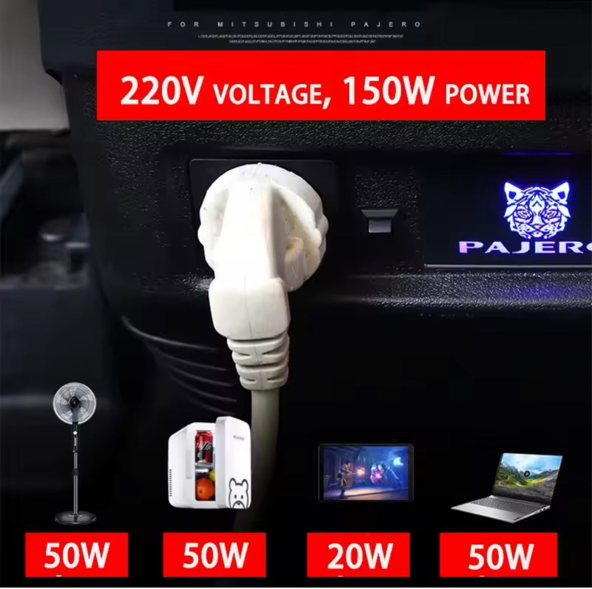 Mitsubishi Pajero Rear USB Charger Fits: Model Years 2007–2023 / V97 / V93 | Pajero Rear USB Inverter Socket Modification Armrest Box Rear USB Inverter