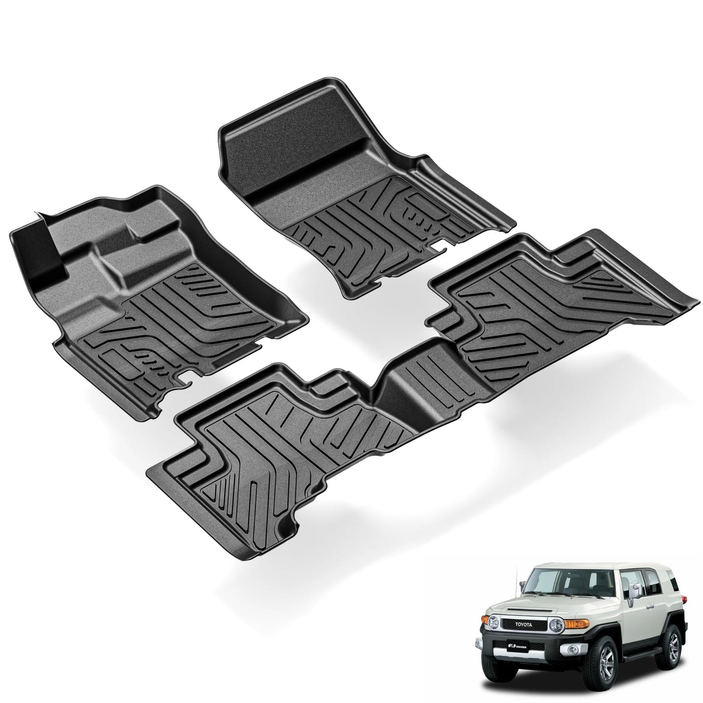 Toyota FJ Cruiser Styling Floor Mats Double Layer Custom Foot Pads Cover Interior for Toyota FJ Cruiser 2007-2023 Car Floor Mats Trunk Backrest Pad TPE Floorliner Rubber waterproof - interior car Accessories