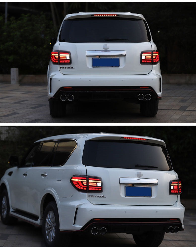 Nissan Patrol Y62 LED tail light rear turn signal brake light auto parts dynamic turn signal rear tail light assembly Upgraded Car Taillights Assembly for Nissan Patrol Y62 2008-2019 Auto Back Lamps Led Dynamic Streamer Light Accessories