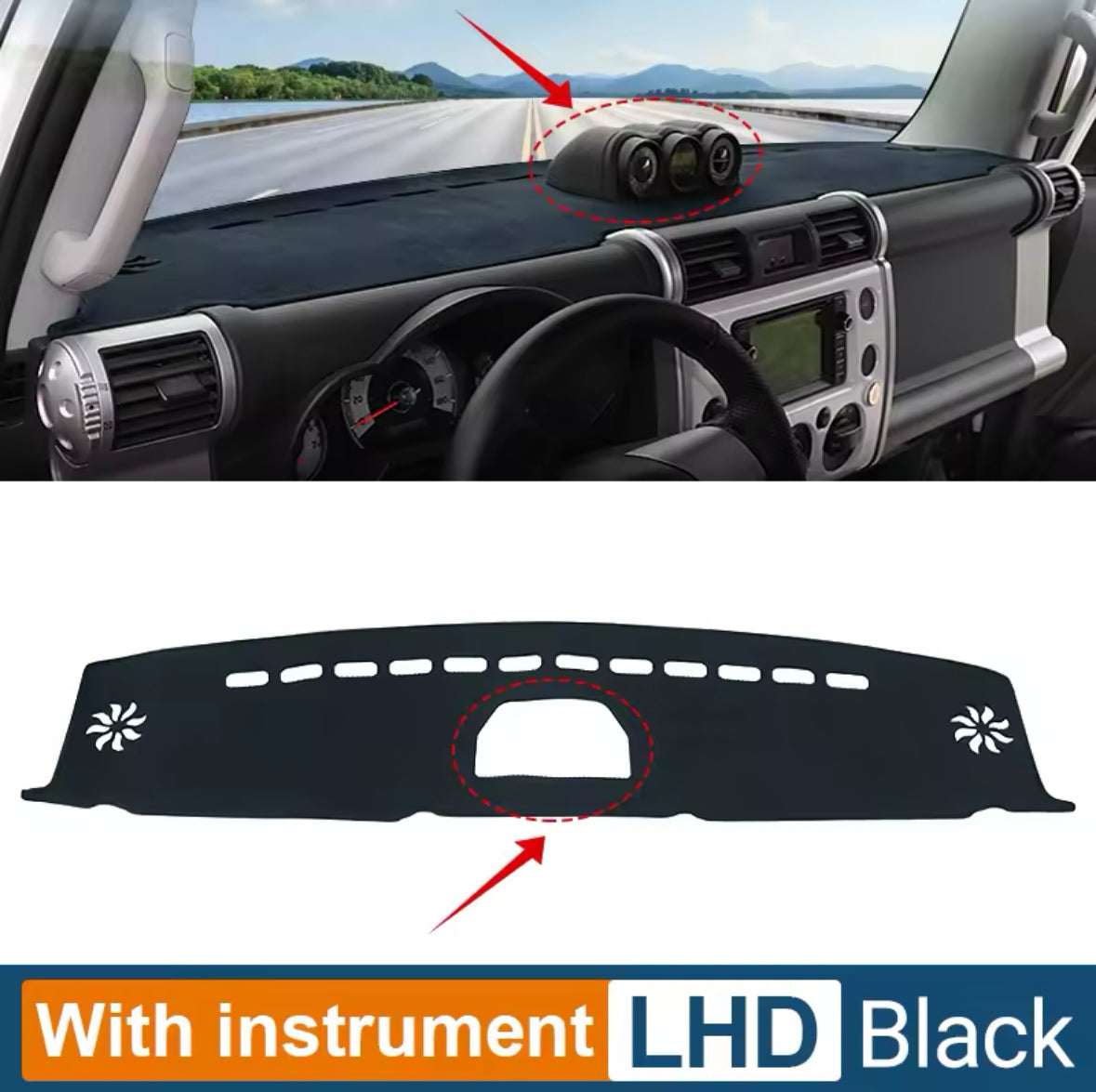 FJ Cruiser Dashboard Mat Dashboard Covers Carpet FJ Sun Shade Protection Pad Dust Pad Interior Accessories 2007 up 2024