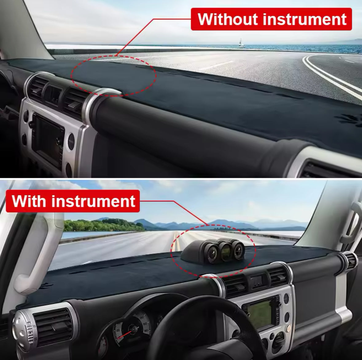 FJ Cruiser Dashboard Mat Dashboard Covers Carpet FJ Sun Shade Protection Pad Dust Pad Interior Accessories 2007 up 2024