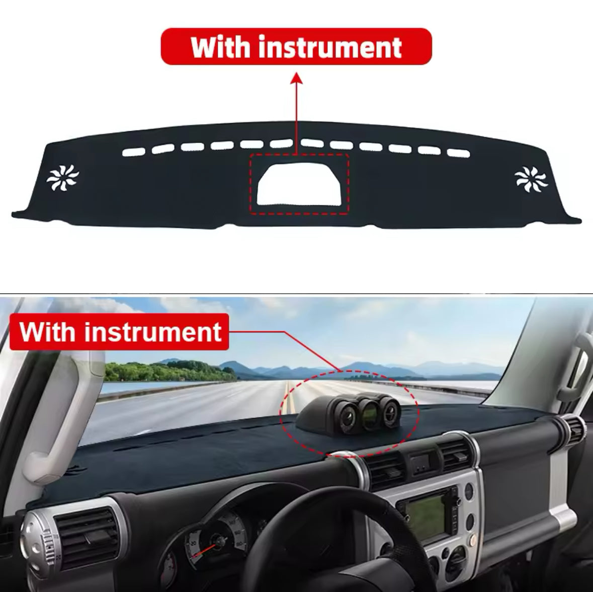 FJ Cruiser Dashboard Mat Dashboard Covers Carpet FJ Sun Shade Protection Pad Dust Pad Interior Accessories 2007 up 2024