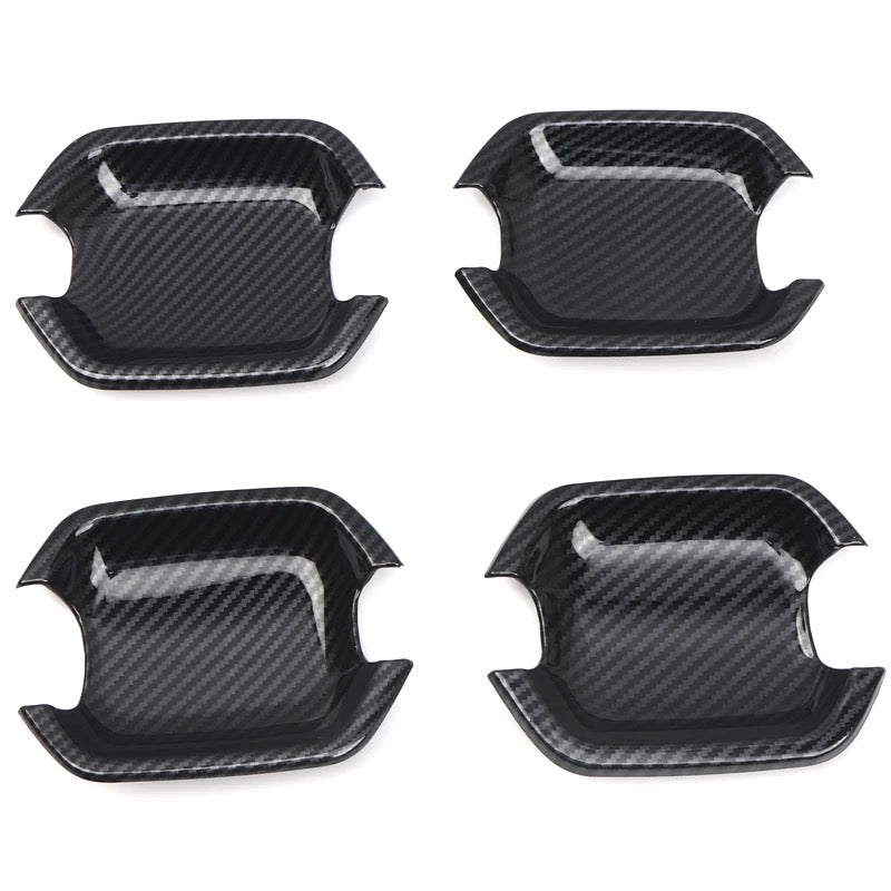 Pajero Side Door Handle Covers - ABS Matte Black & Carbon Fiber Trim (2007-2023) Door Handle + Door Bowl Cover Fit For Mitsubishi Pajero V93/V97 2007-2023 Exterior Modification Parts