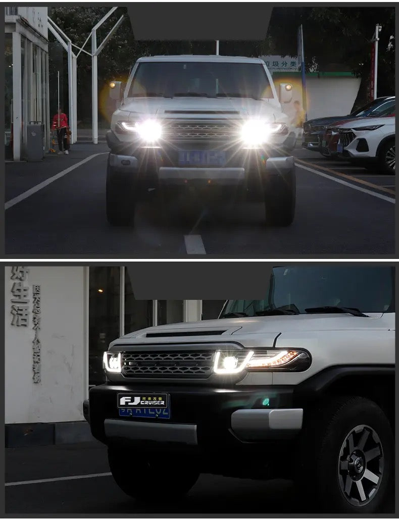 Fj Cruiser Full LED Headlight For Toyota FJ Cruiser 2007-2023 Head Lamp With Running Lights & dynamic DRL Lens Streamer Turn Signal Light Car Accessories