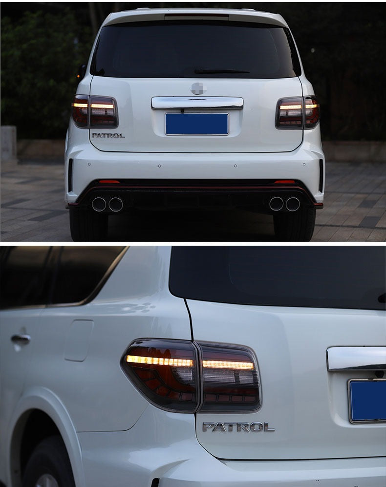 Nissan Patrol Y62 LED tail light rear turn signal brake light auto parts dynamic turn signal rear tail light assembly Upgraded Car Taillights Assembly for Nissan Patrol  Y62 2008-2019 Auto Back Lamps Led Dynamic Streamer Light Accessories