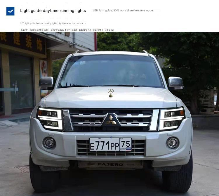 Mitsubishi Pajero V97 V93 Headlight Assembly with LED Daytime Running Lights DRL& dynamic Turn Signal v83 v73 v95 Modified 2007 up 2022 Front LED Lamp lens headlight streamer