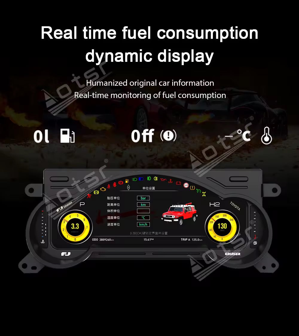 12.3-Inch Digital Dashboard Panel Virtual Instrument Cluster Speedometer for Toyota FJ Cruiser (2007–2023)