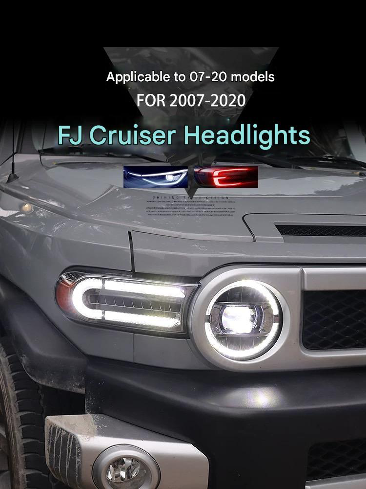 Fj Cruiser Full LED Headlight For Toyota FJ Cruiser 2007-2023 Head Lamp With Running Lights & dynamic DRL Lens Streamer Turn Signal Light Car Accessories