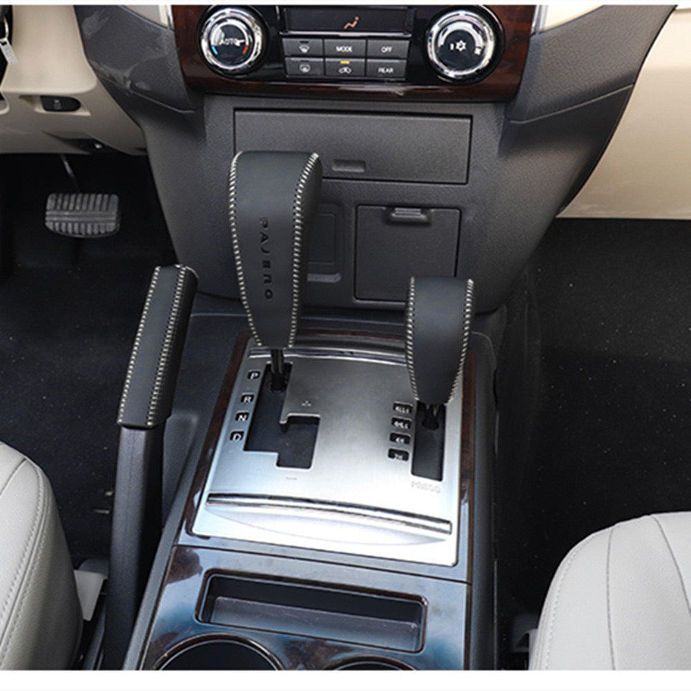 Mitsubishi Pajero Gear Knob Cover – Leather Hand-Stitched 3-Piece Protective Sleeve | Interior Accessories