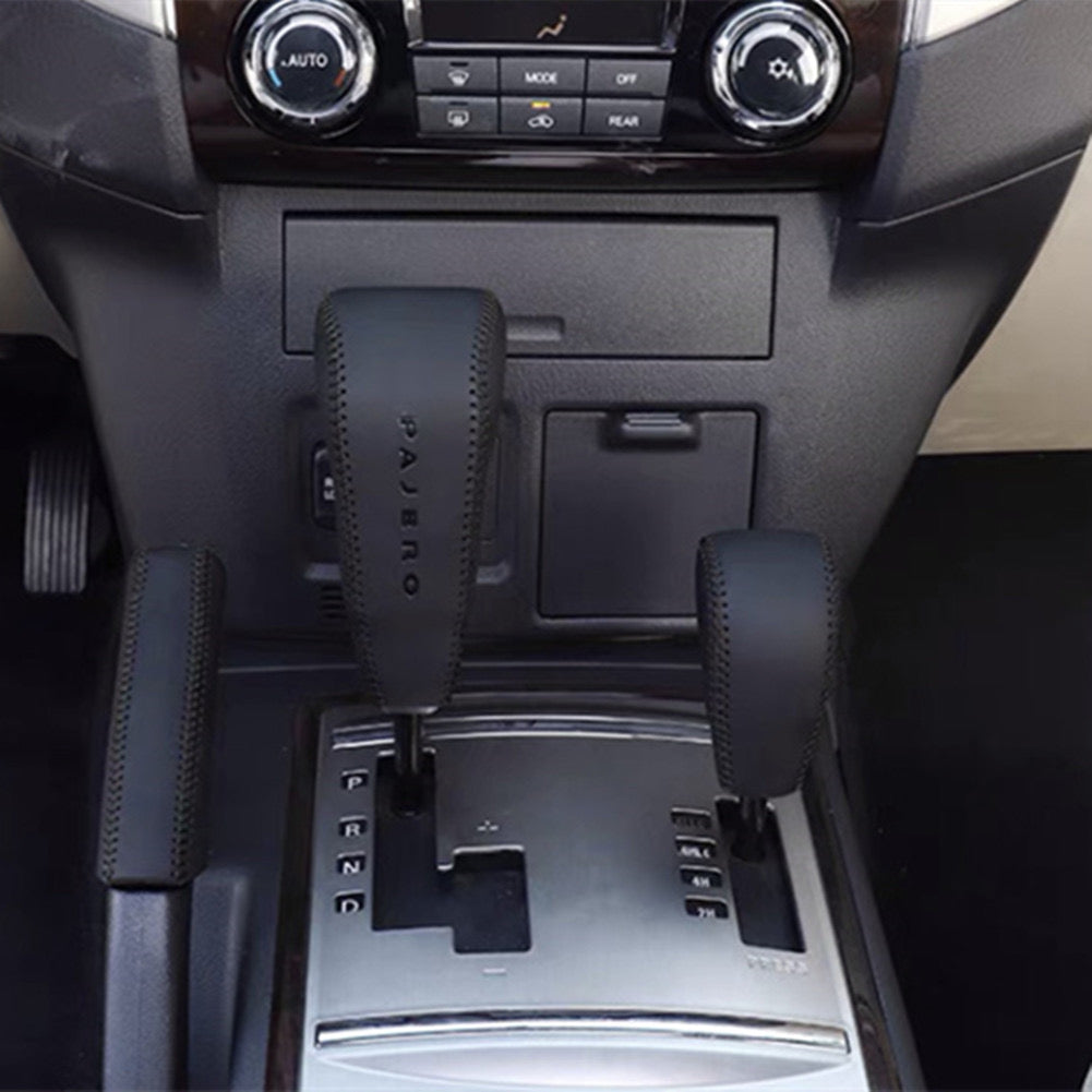 Mitsubishi Pajero Gear Knob Cover – Leather Hand-Stitched 3-Piece Protective Sleeve | Interior Accessories