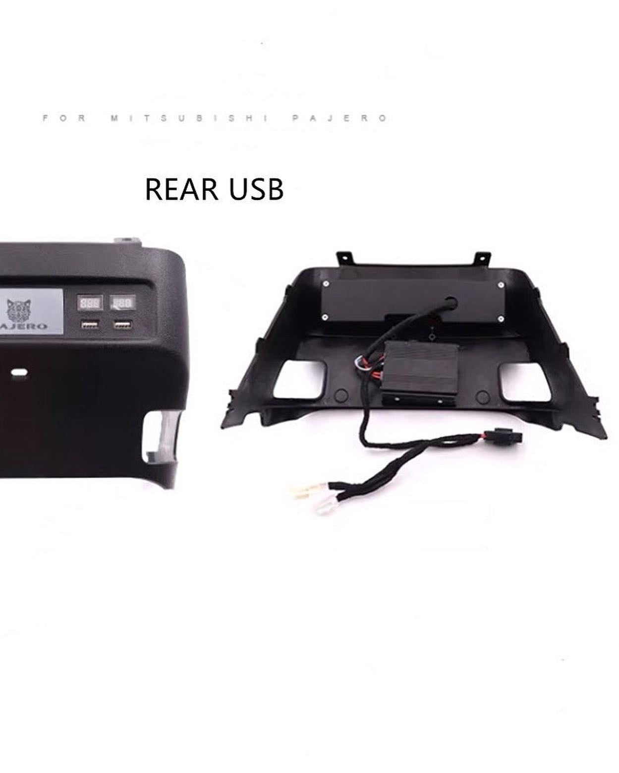 Mitsubishi Pajero Rear USB Charger Fits: Model Years 2007–2023 / V97 / V93 | Pajero Rear USB Inverter Socket Modification Armrest Box Rear USB Inverter