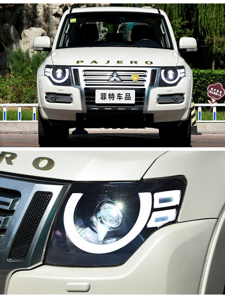 Mitsubishi Pajero V97 V93 Headlight Assembly with LED Daytime Running Lights DRL& dynamic Turn Signal v83 v73 v95 Modified 2007 up 2022 Front LED Lamp lens headlight streamer