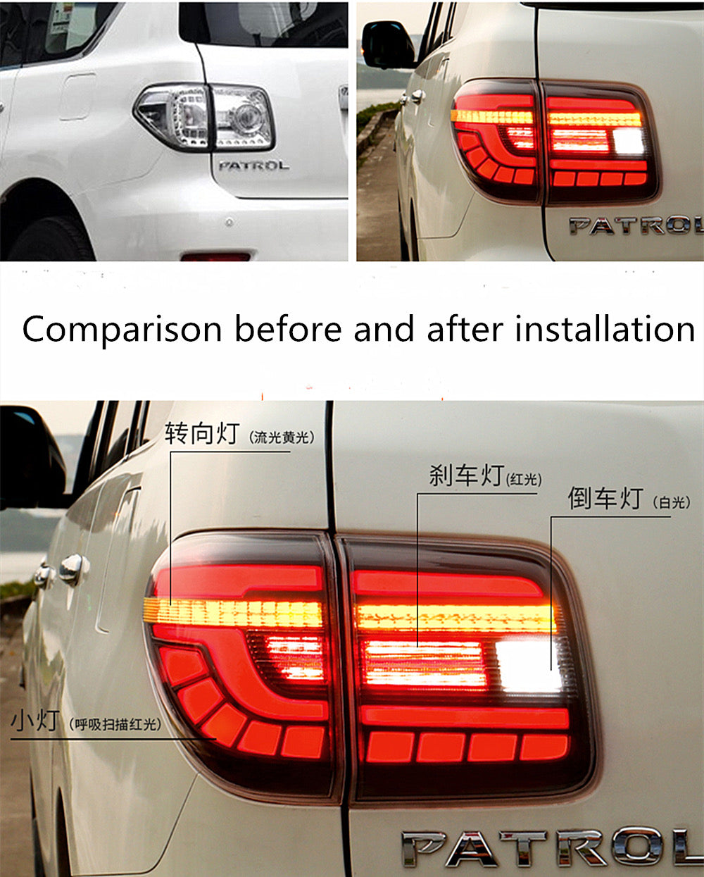 Nissan Patrol Y62 LED tail light rear turn signal brake light auto parts dynamic turn signal rear tail light assembly Upgraded Car Taillights Assembly for Nissan Patrol  Y62 2008-2019 Auto Back Lamps Led Dynamic Streamer Light Accessories