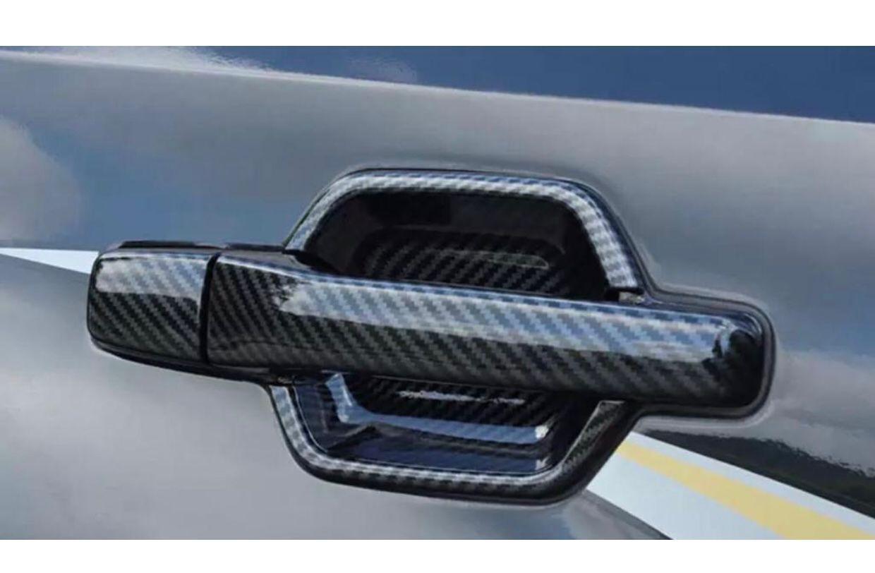 Pajero Side Door Handle Covers - ABS Matte Black & Carbon Fiber Trim (2007-2023) Door Handle + Door Bowl Cover Fit For Mitsubishi Pajero V93/V97 2007-2023 Exterior Modification Parts