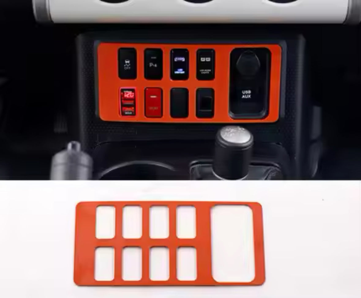 Fj Cruiser Front Central Console Button Panel Cover Trim Fit for Toyota FJ Cruiser 2007 Up 2023 LHD Black Carbon Fiber