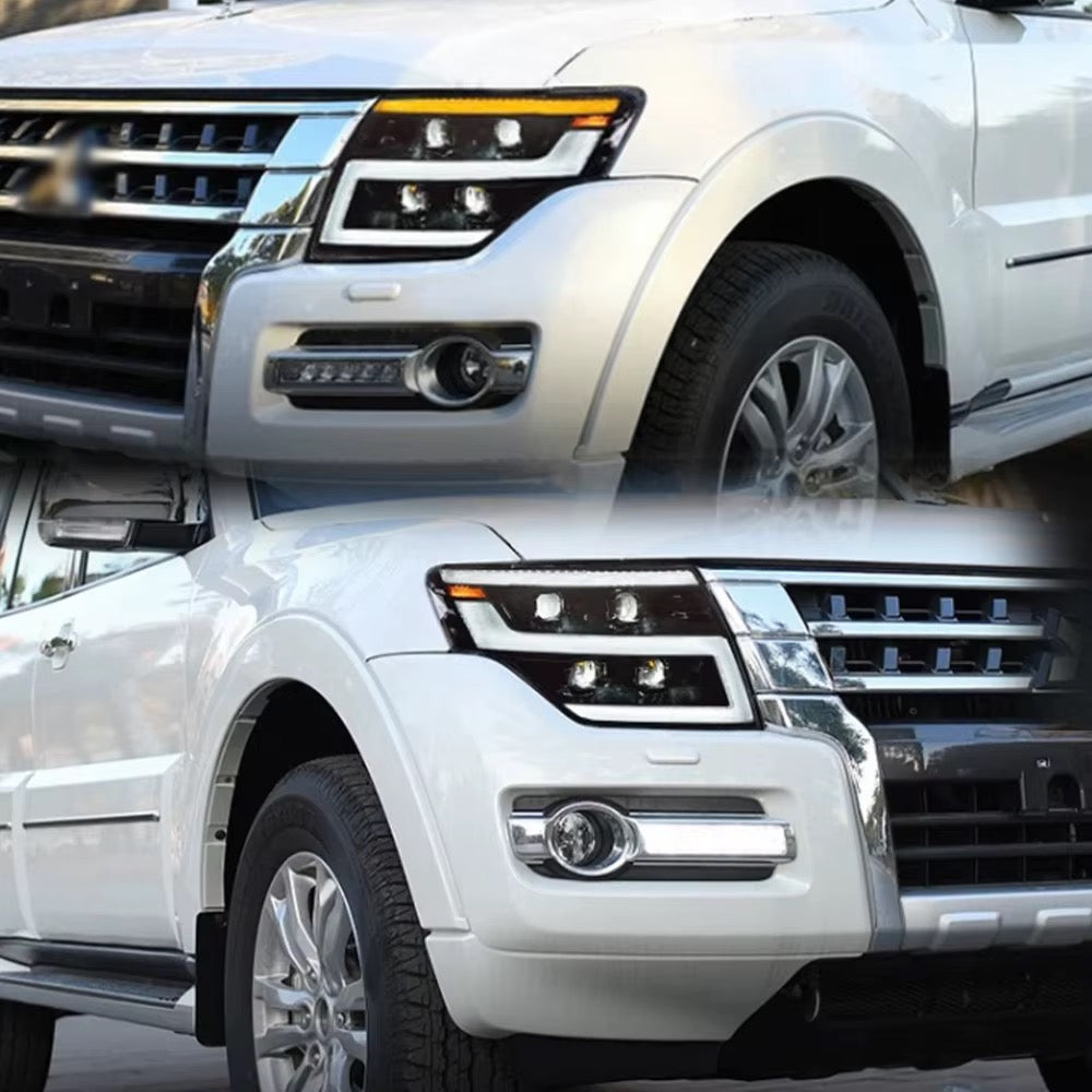 Mitsubishi Pajero V97 V93 Headlight Assembly with LED Daytime Running Lights DRL& dynamic Turn Signal v83 v73 v95 Modified 2007 up 2022 Front LED Lamp lens headlight streamer