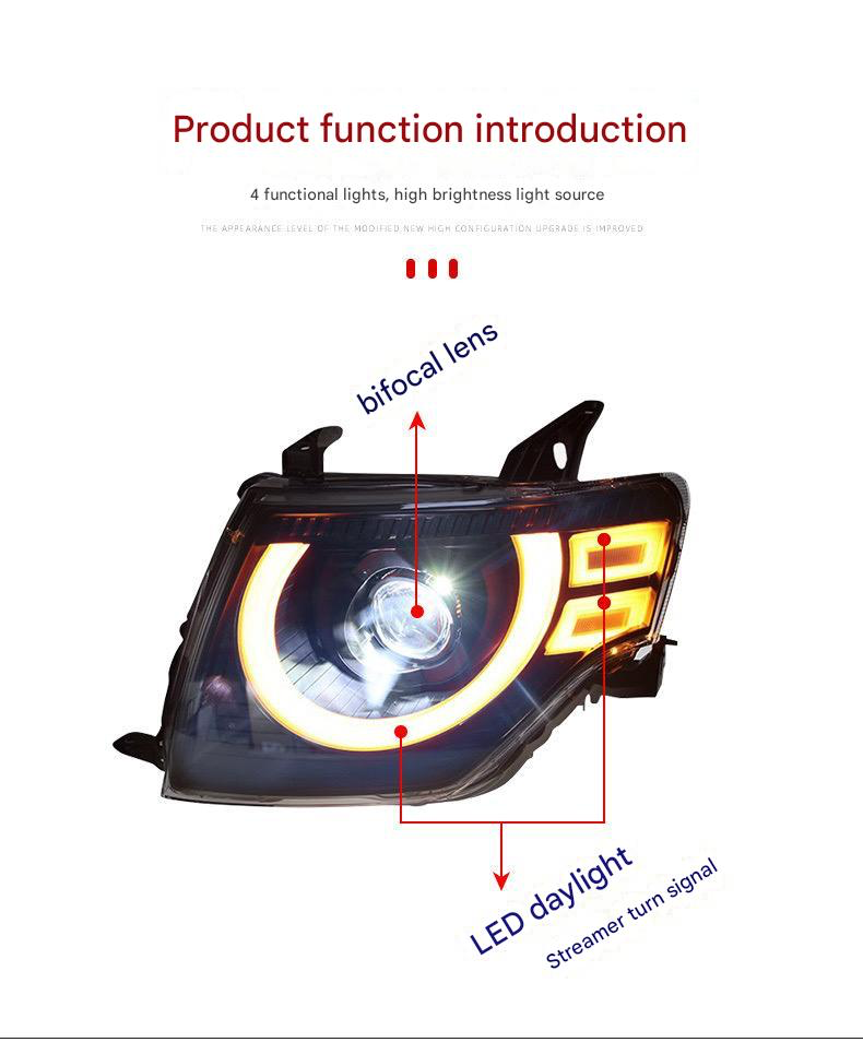 Mitsubishi Pajero V97 V93 Headlight Assembly with LED Daytime Running Lights DRL& dynamic Turn Signal v83 v73 v95 Modified 2007 up 2022 Front LED Lamp lens headlight streamer