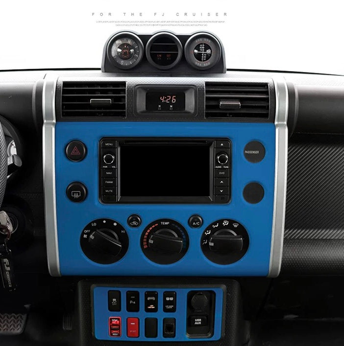 Fj Cruiser Front Central Console Button Panel Cover Trim Fit for Toyota FJ Cruiser 2007 Up 2023 LHD Black Carbon Fiber