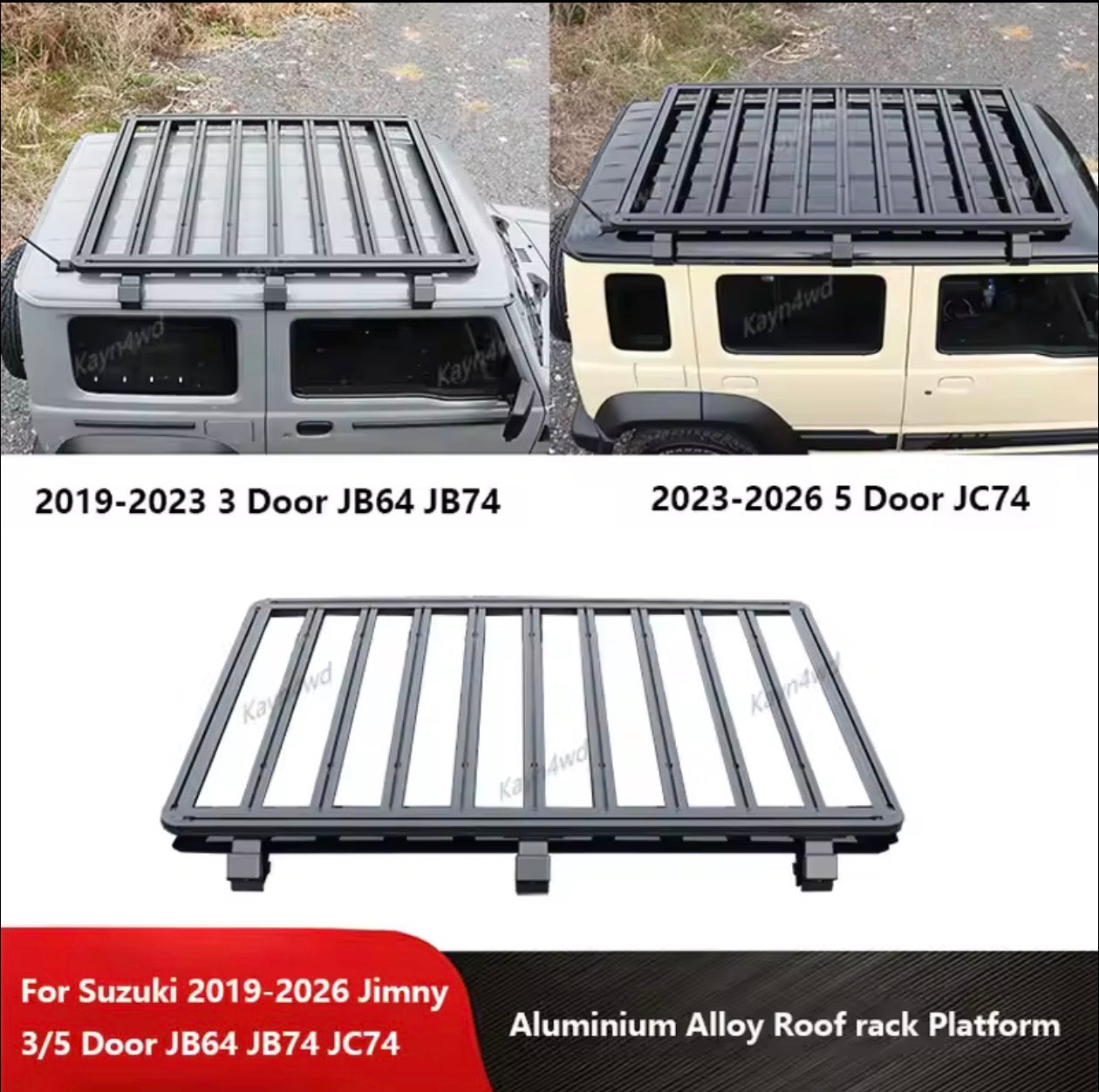 Roof Rack Jimny Suitable for 2019-2026 Modification Parts Jb74 Flat-Top Travel Frame Accessories Roof Platform Aluminium Metal Carrier Box Roof Luggage