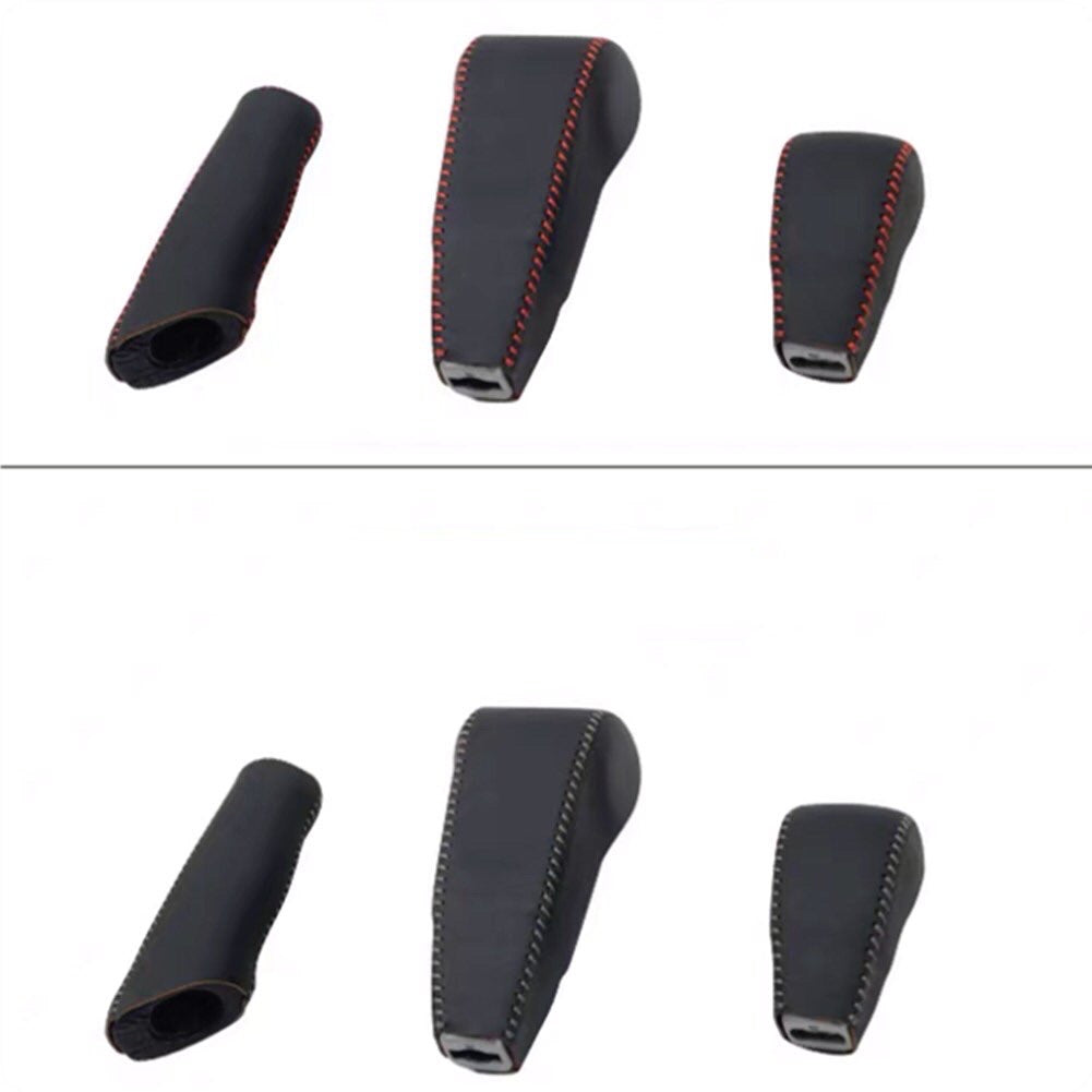 Mitsubishi Pajero Gear Knob Cover – Leather Hand-Stitched 3-Piece Protective Sleeve | Interior Accessories