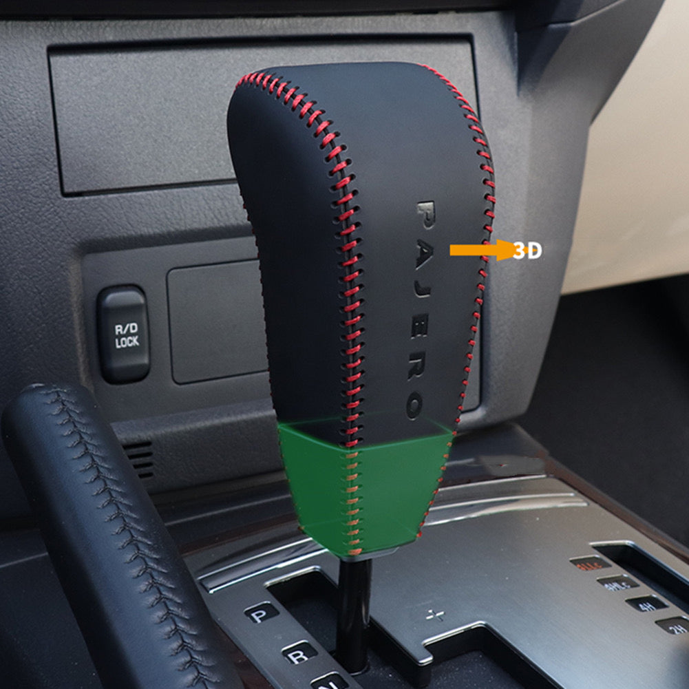 Mitsubishi Pajero Gear Knob Cover – Leather Hand-Stitched 3-Piece Protective Sleeve | Interior Accessories