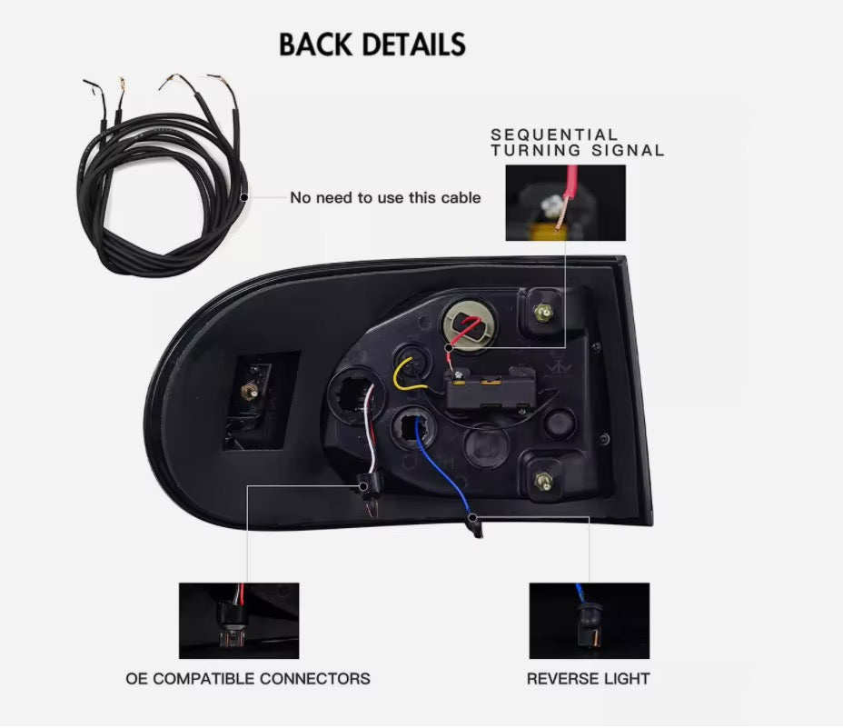 LED Tail Light Assembly for Toyota FJ Cruiser 2007-2023 LED Dynamic Turning Rear Taillight Car LED Tail Lights LED Rear Running Light Brake Lamp Dynamic Turn Signal Assembly LED Tail Light DRL Brake Reverse Stop Lamp Automotive Accessories