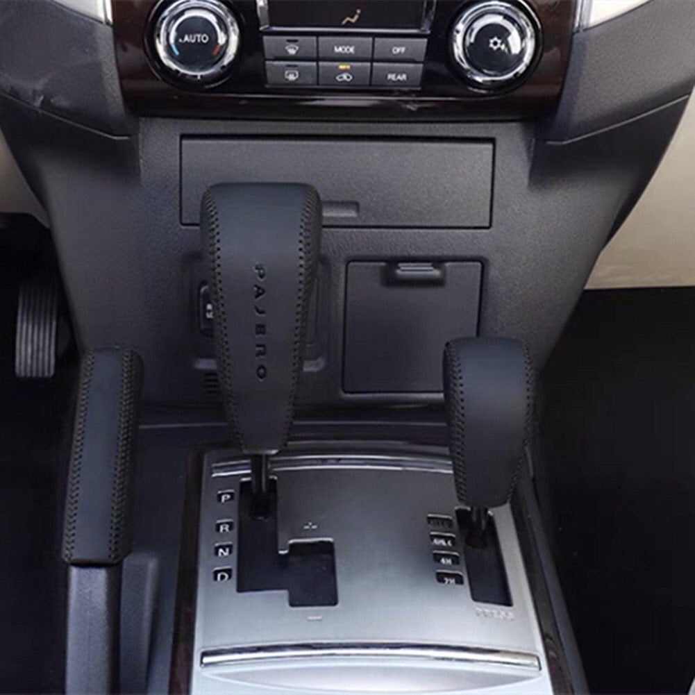 Mitsubishi Pajero Gear Knob Cover – Leather Hand-Stitched 3-Piece Protective Sleeve | Interior Accessories