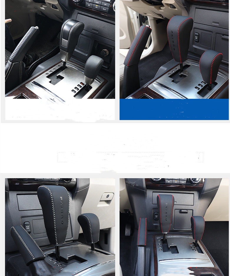 Mitsubishi Pajero Gear Knob Cover – Leather Hand-Stitched 3-Piece Protective Sleeve | Interior Accessories