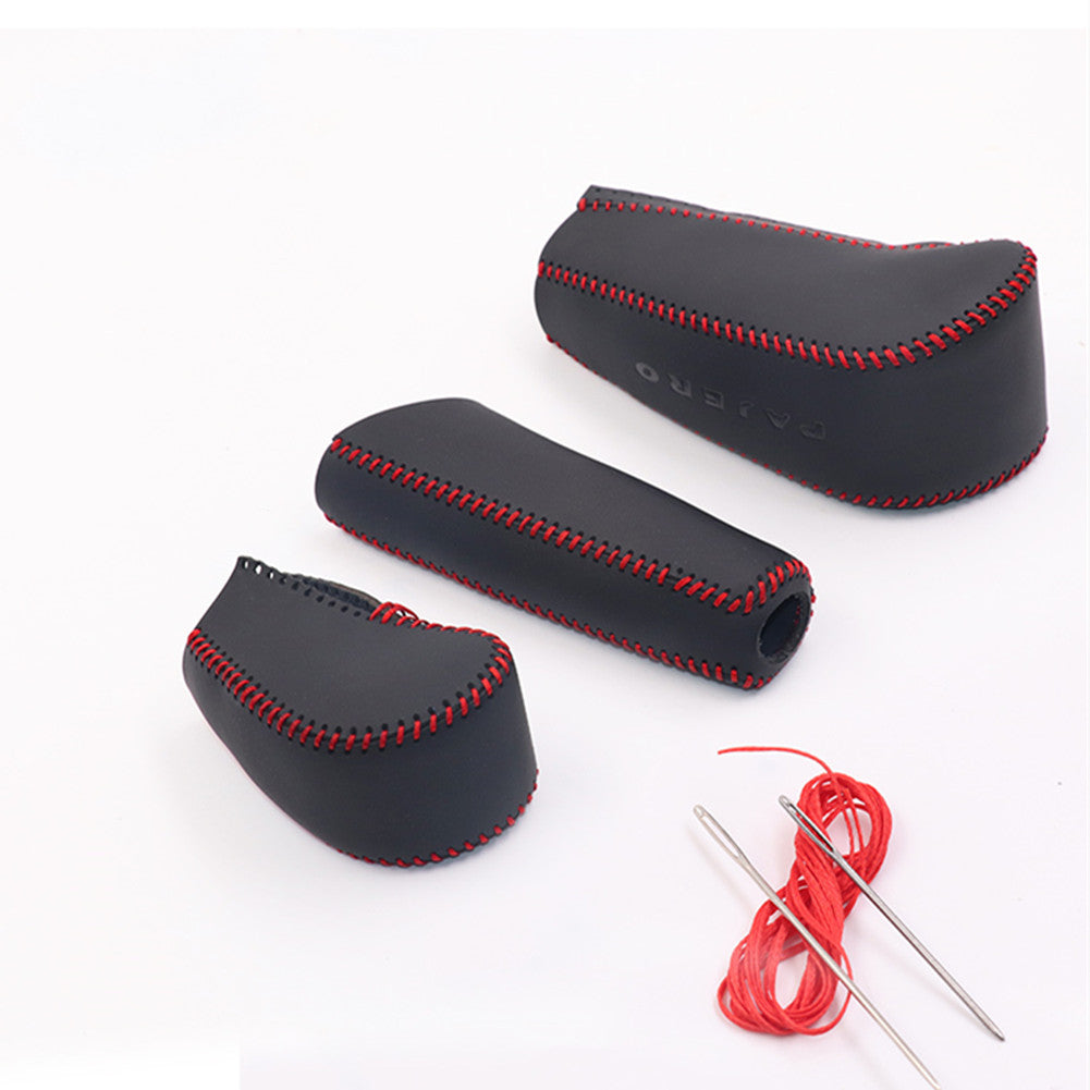 Mitsubishi Pajero Gear Knob Cover – Leather Hand-Stitched 3-Piece Protective Sleeve | Interior Accessories
