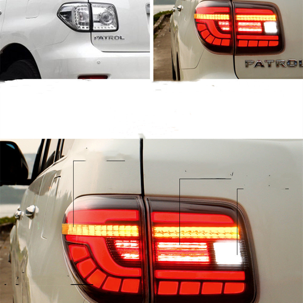 Nissan Patrol Y62 LED tail light rear turn signal brake light auto parts dynamic turn signal rear tail light assembly Upgraded Car Taillights Assembly for Nissan Patrol  Y62 2008-2019 Auto Back Lamps Led Dynamic Streamer Light Accessories