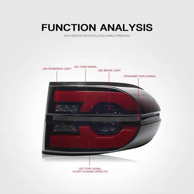 LED Tail Light Assembly for Toyota FJ Cruiser 2007-2023 LED Dynamic Turning Rear Taillight Car LED Tail Lights LED Rear Running Light Brake Lamp Dynamic Turn Signal Assembly LED Tail Light DRL Brake Reverse Stop Lamp Automotive Accessories