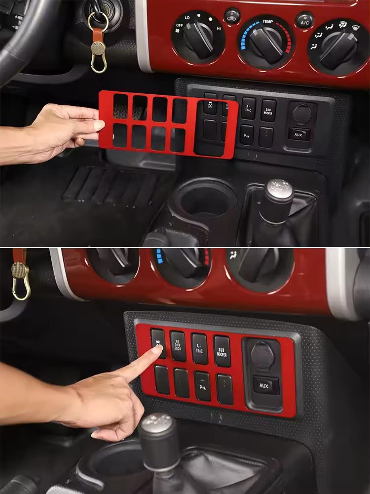 Fj Cruiser Front Central Console Button Panel Cover Trim Fit for Toyota FJ Cruiser 2007 Up 2023 LHD Black Carbon Fiber