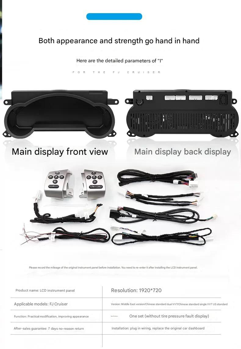 12.3-Inch Digital Dashboard Panel Virtual Instrument Cluster Speedometer for Toyota FJ Cruiser (2007–2023)